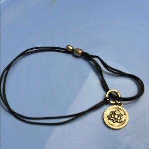 Alex and Ani Black Cord Bracelet with Silver  Charm
